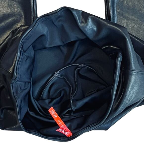 Spanx Women’s Sz XL Black Faux Leather High Rise Leggings Pull On Shaping - Picture 11 of 16